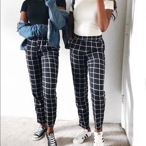 Black and white checked pants